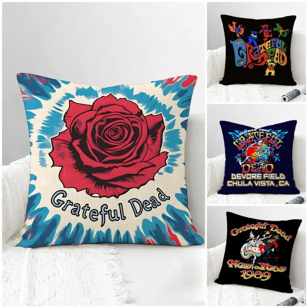 Band Grateful Dead Cushion Cover Natural Linen Pillowcase Set, All-in-One Decor for Sofa, Bedroom & Chair