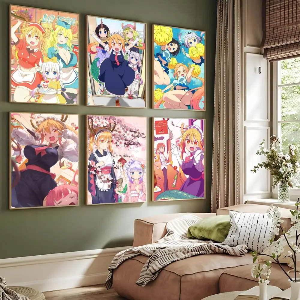 1PC Miss Kobayashi Dragon Maid Classic Anime Print Poster Paper Waterproof HD Sticker Bedroom Home Living Room Bar Wall Decor