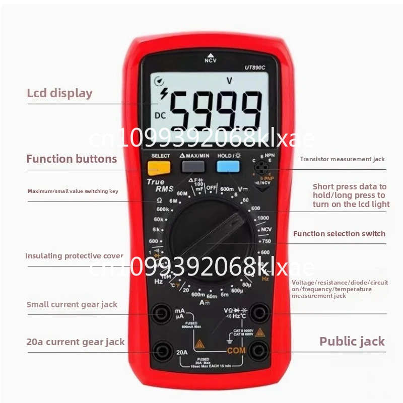 

UT890D/UT890C Multifunctional Temperature Measurement Capacitance Voltage Digital Intelligent Anti-Burning Multimeter