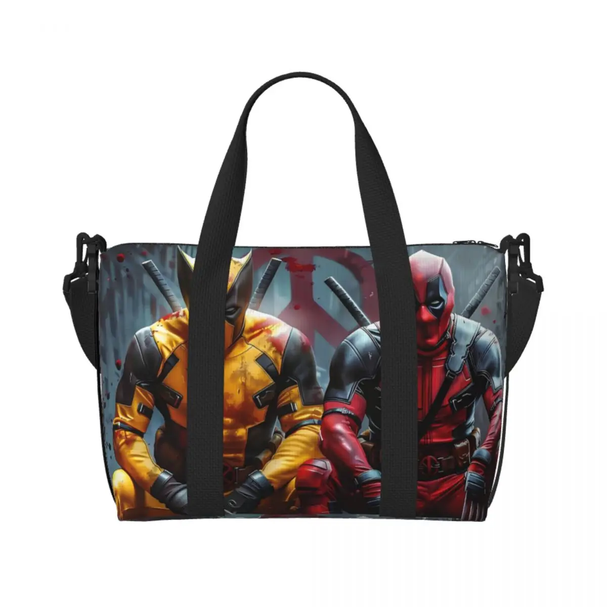 

Custom Wolverine Vintage Comics Beach Tote Bag Women Anime Cartoon Cool Superhero Big Compartment Gym Beach Travel Bags