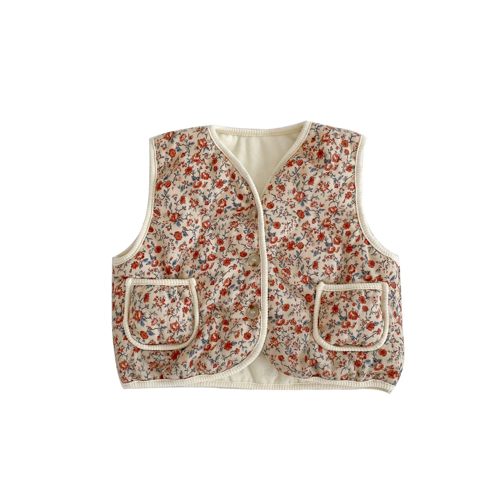 2023 Winter Nieuwe Baby Mouwloos Vest Bloemen Luipaard Print Baby Meisje Katoenen Vest Jas Peuter Dikke Warme Tops Babykleertjes