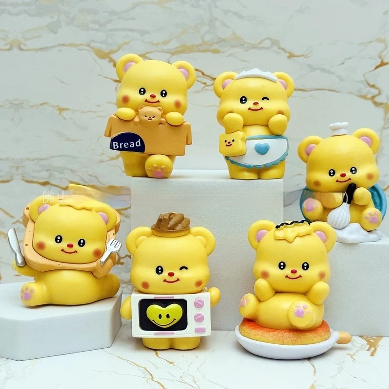 6pcs/Set New Anime Butterbear Action Figure Model Toys Girl Heart Ornament Cute Teddy Bear Action Figures Pvc Desktop Decoration