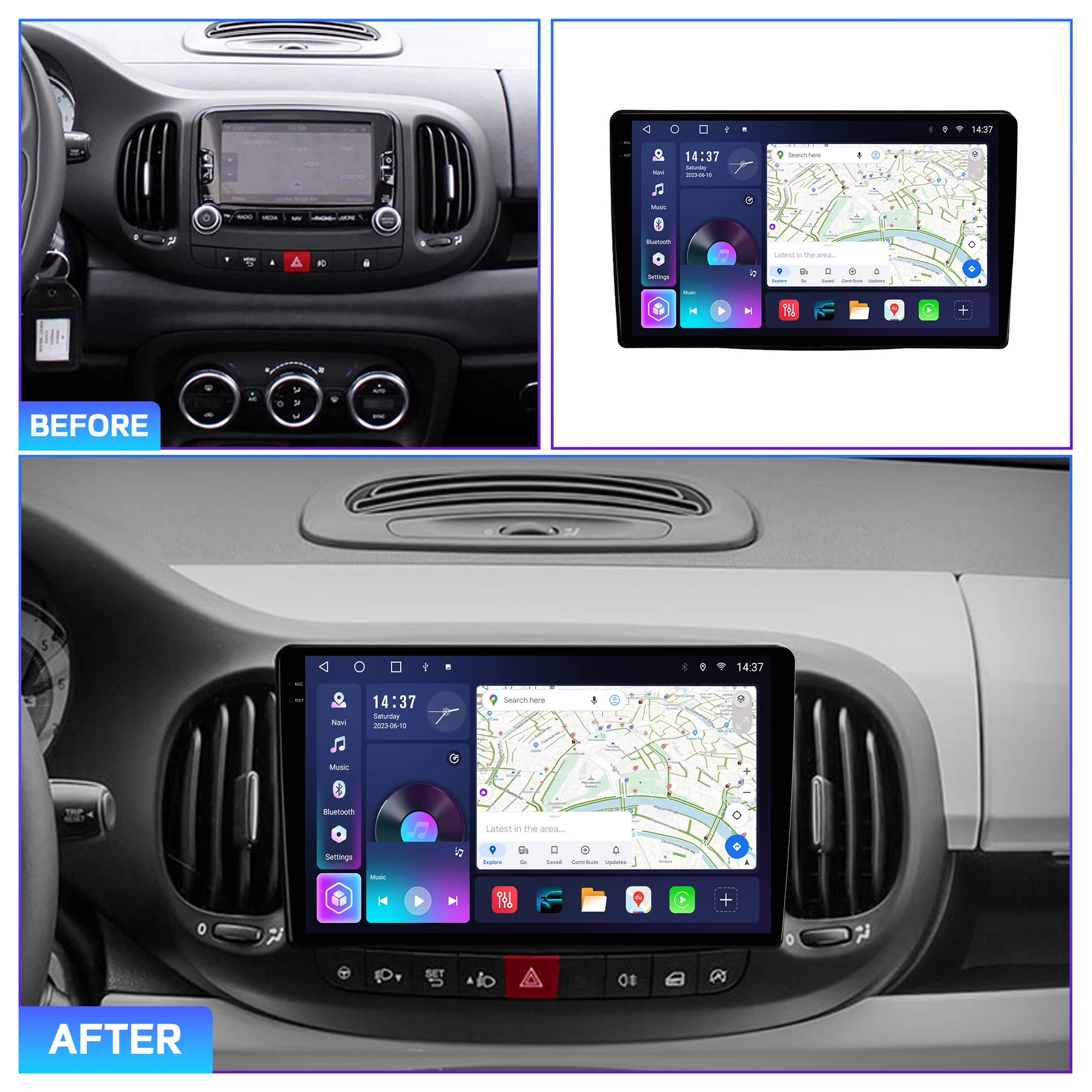 Penhui For FIAT 500L 2012-2019 Android Car DVD Player 2Din 9'' Touchscreen DSP Bluetooth Video Radio Multimedia System