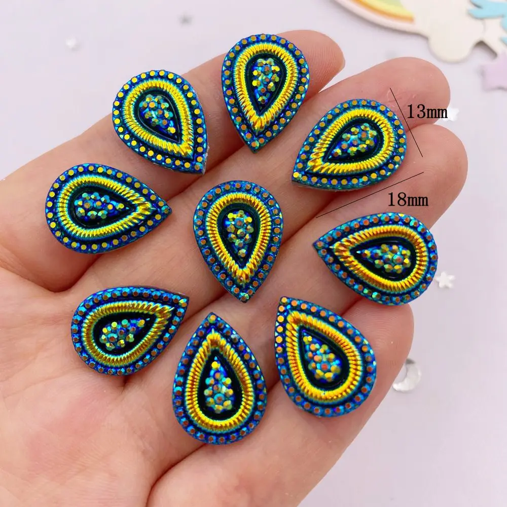 50Pcs Shiny AB Resin 13*18mm Drop eye Gems Flatback Rhinestone Appliques Wedding Decoration Crystals Craft SC523