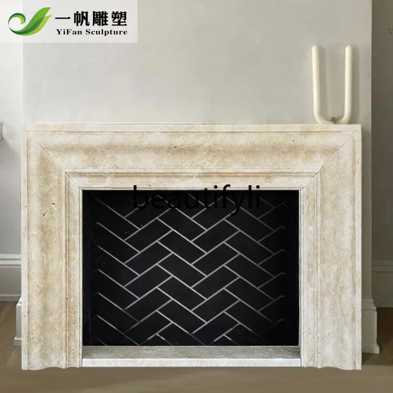 

G Marble fireplace stone French travertine fireplace living room stone fireplace decorative cabinet