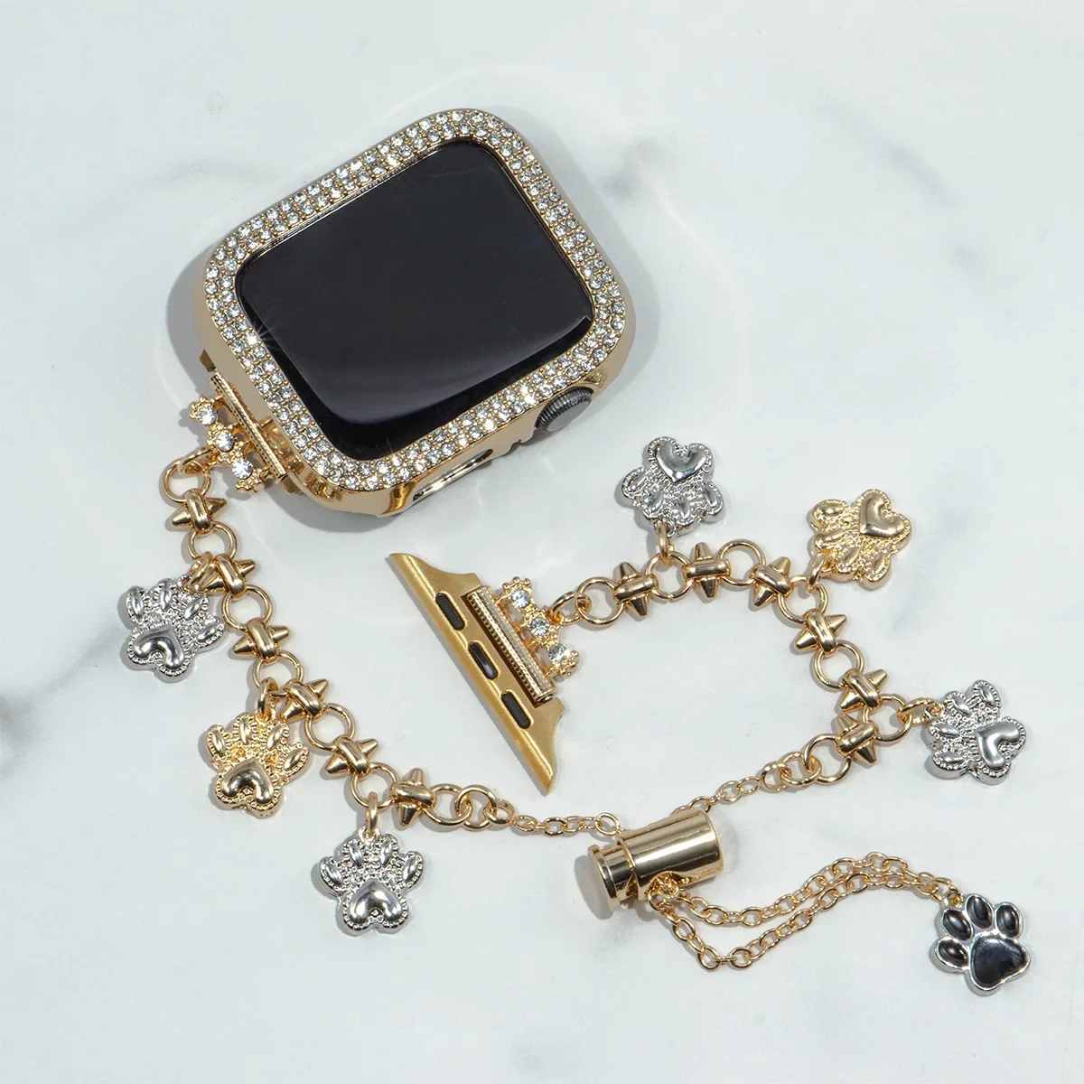 متوافق مع ساعة أبل أبل باندورا سلسلة مزدوجة رعاية الدب الفرقة سلسلة 8 7 6 5 4 3 2 1 SE Gen 38/40/41mm 42/44/45/ # الفرقة