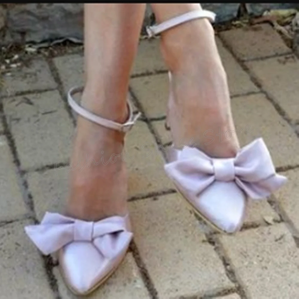 

Purple Pointed Toe Bow knot Decor Sandals Ankle Buckle Thin High Heels High Heel Shoes for Women Heels 2025 New Zapatos Para Muj