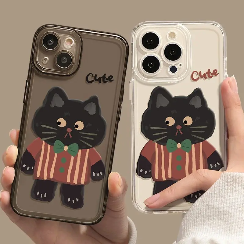 

Cute Corgi Dog Cat Kitten Couple Phone Case For iPhone 16 15 11 12 14 13 Pro Max Mini XS XSM XR 7 8 Plus SE4 16e Covers Fundas