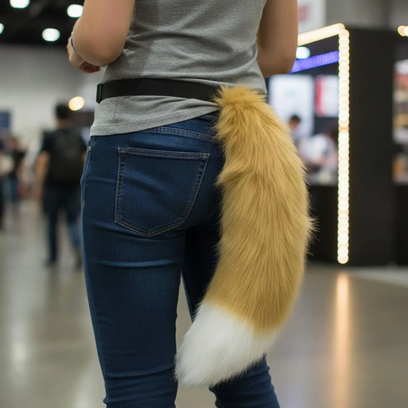Faux Fur Cosplay Fox Tail Costume Accessory with Waist Strap for Halloween Party Animal Theme Outfit
