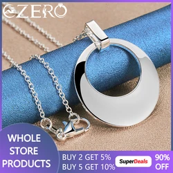 ALIZERO 925 Sterling Silver 16-30 Inch Chain Round Pendant Necklace For Women Men Wedding Party Fashion Charms Jewelry Gifts