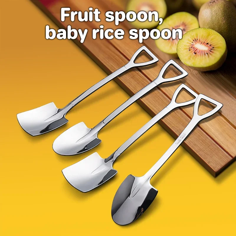 

Shovel Spoon Stainless Steel Tea Spoon Creative Coffee Spoon Ice Cream Dessert Spoon Tableware Tableware Set Christmas Cutlery