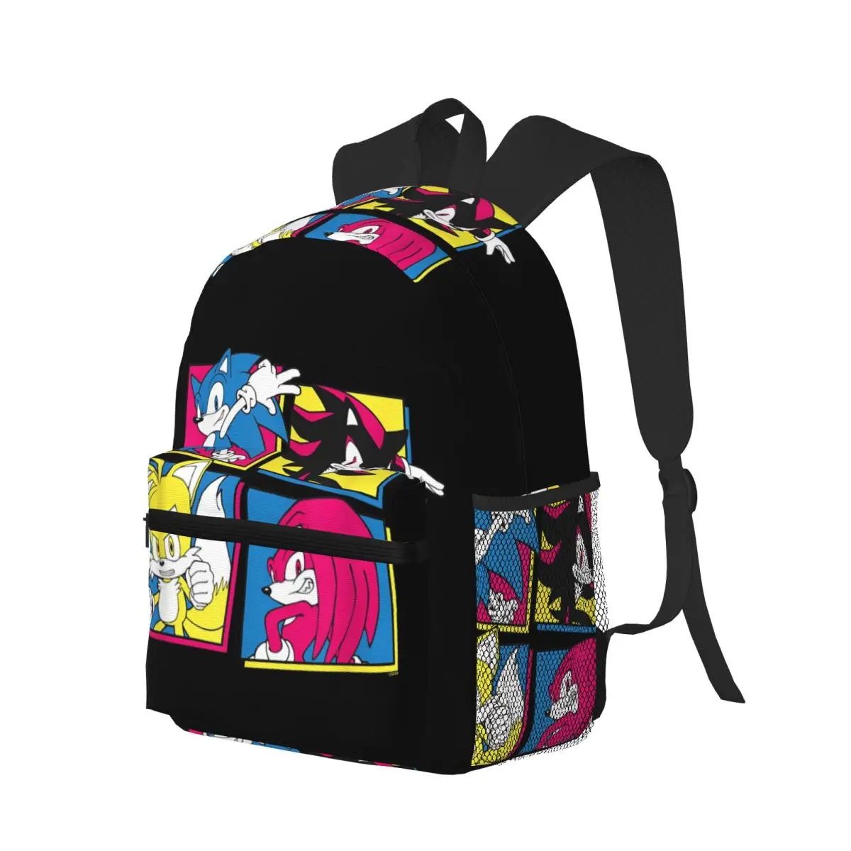 Sonic The Hedgehog Shadow Tails Knuckles Student Backpack School Bag Hiking Travel Daypack for Boys Girls Bookbag Shoulder Bags