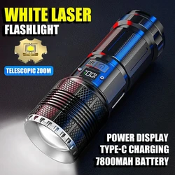 Portable High Power 80W LED Flashlights 7800mah Built-in Battery Type-C Charging Tactical Torch Camping Emergency Spotlights