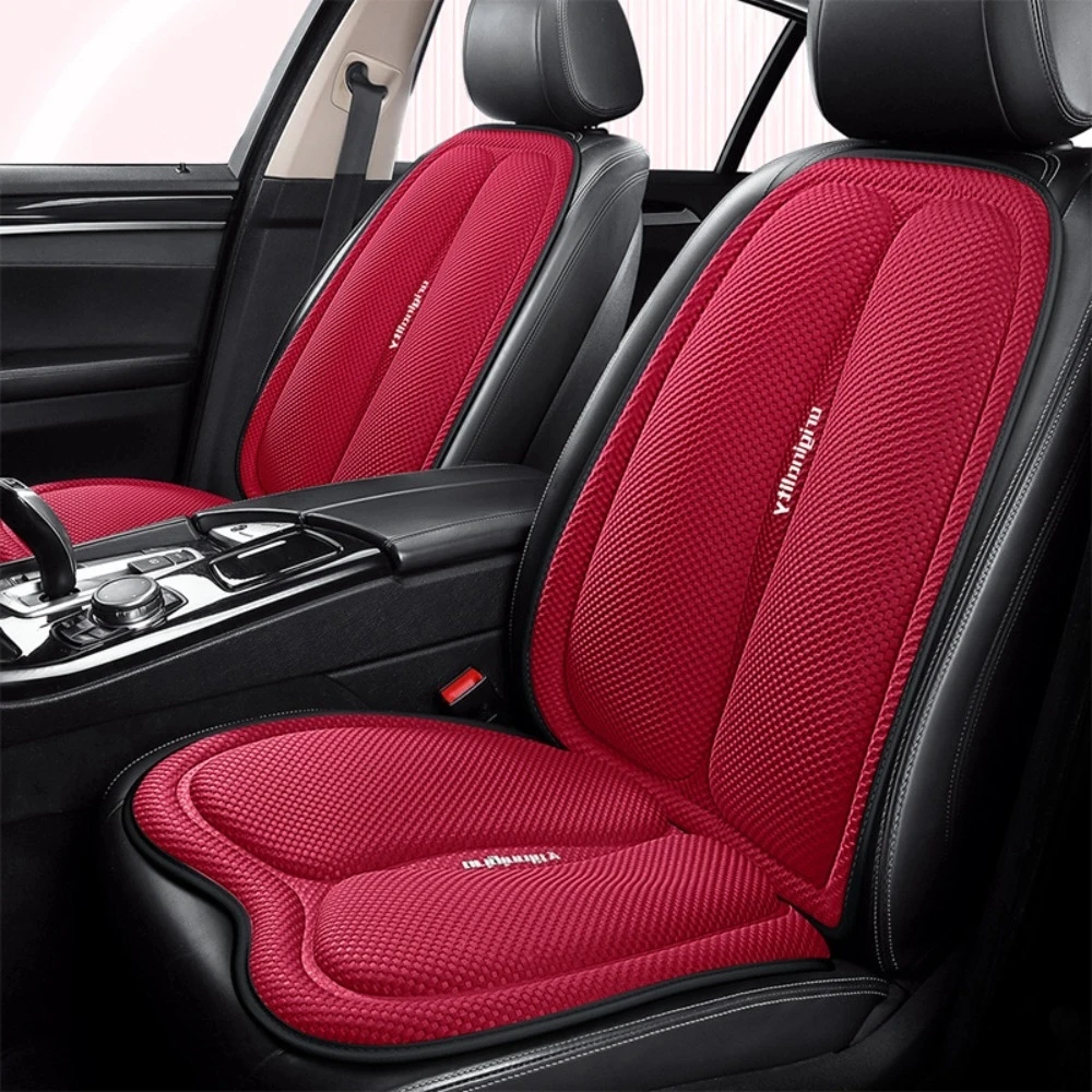 Fundas de Asiento de Coche de Seda Helada Transpirables con Ventilación, Cubiertas de Asiento Frescas de Capa de Aire Semirrígida, Juego Completo de Fundas para Todos los Coches