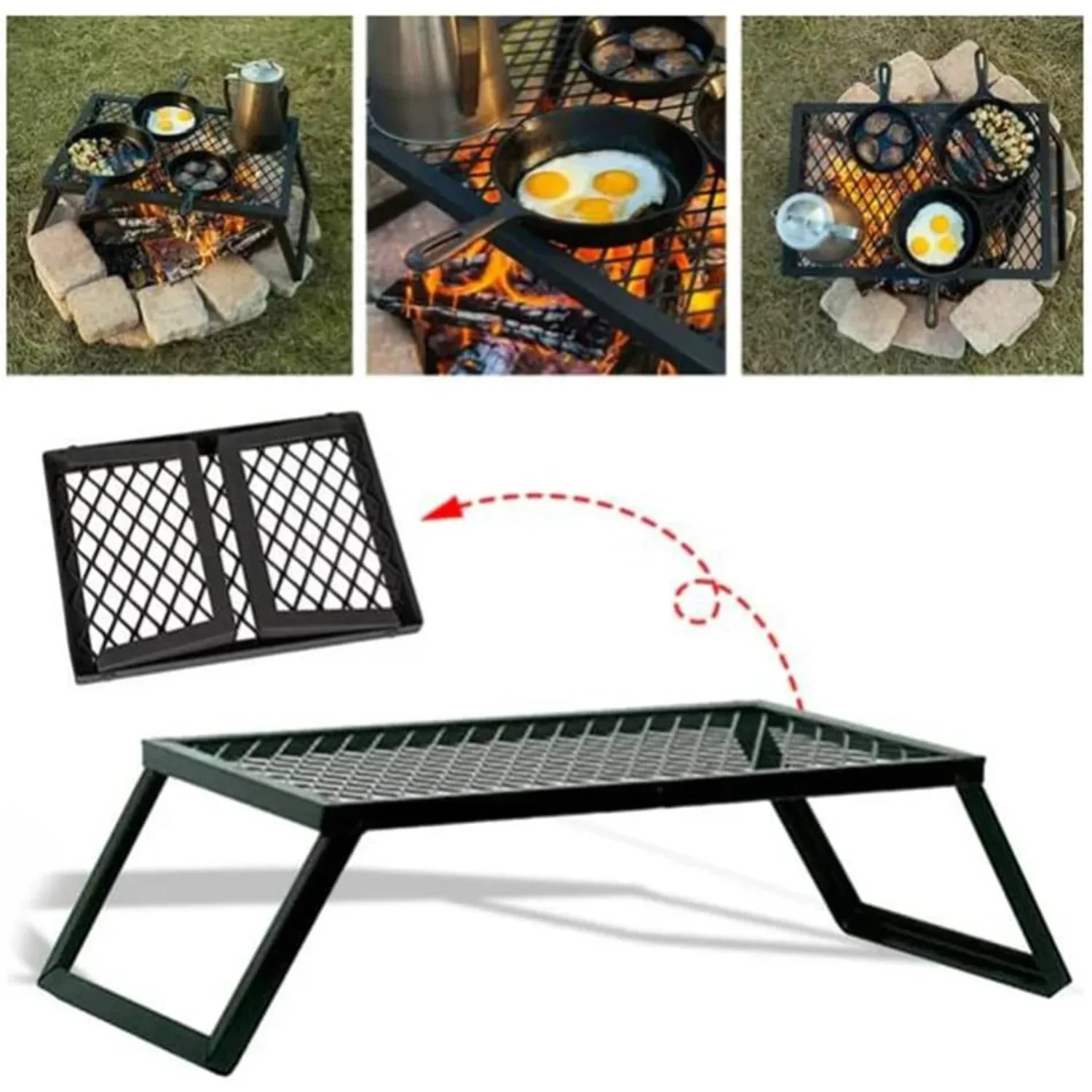 Opvouwbare Outdoor Camping BBQ Grill, Picknick Kampvuur Pit Over Fire Kookrooster voor Outdoor Camping Familie Kleine Verzamelfeest