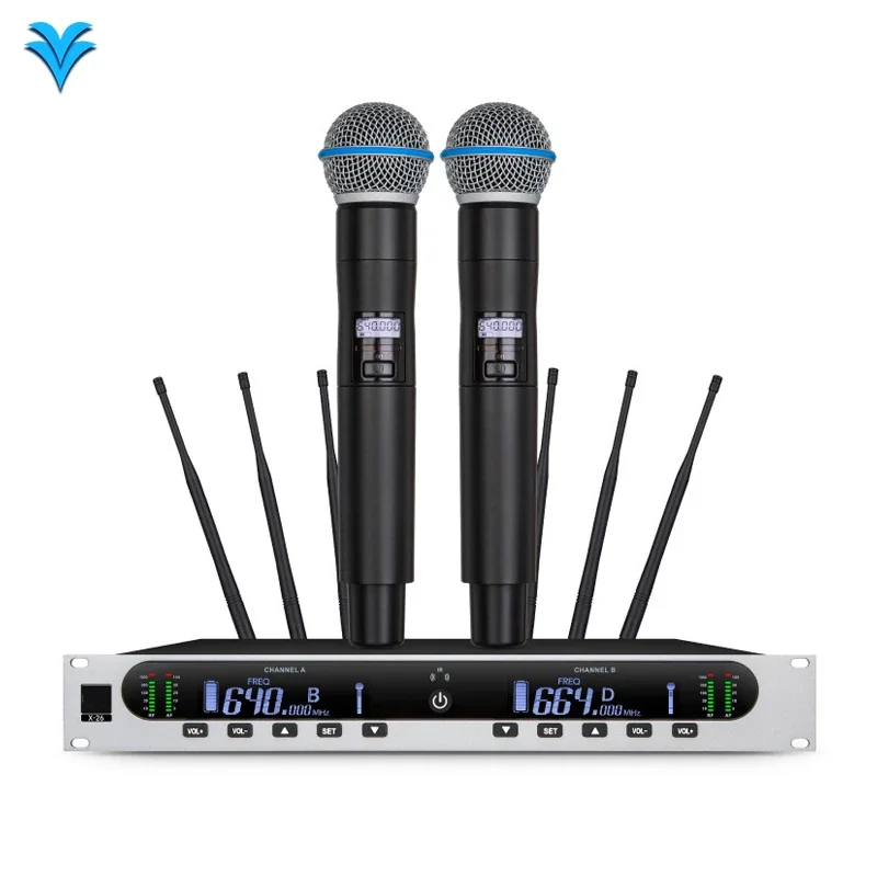 XTUGA  X-26 True Diversity Microphones System 1000M Wireless Microphone Systems UHF Outdoor Professional Mic for Church