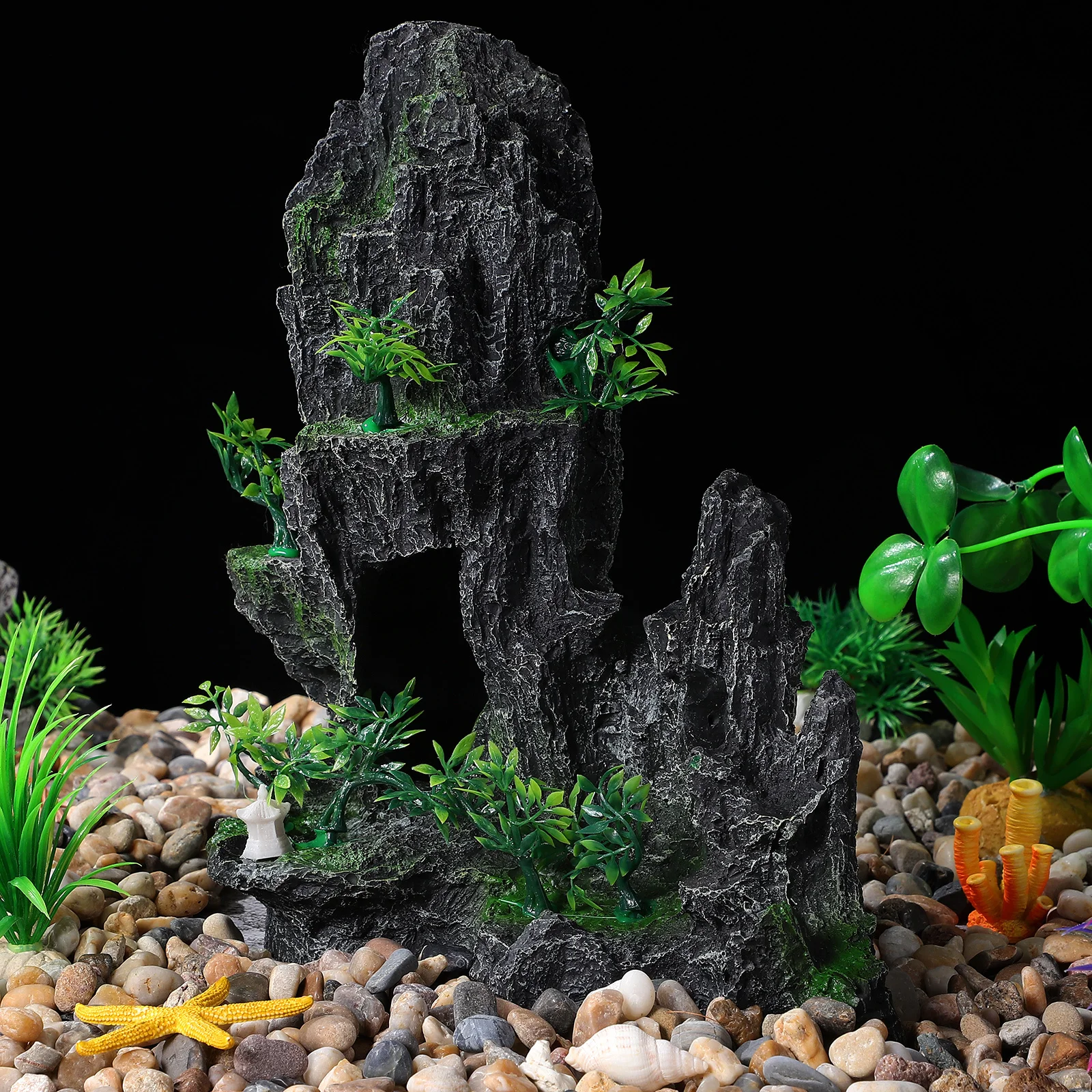 

Artificial Mountain Aquarium Decoration Fade Resistant Resin Rockery Fish Tank Landscape Decoration Betta Fish Turtle
