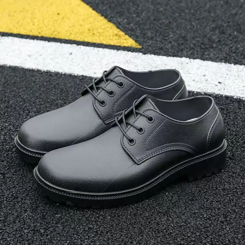 

Men New Low Top Lace UP Rain Shoes Thick Sole Non slip Waterproof Kitchen Work Shoes Outdoor Protection Shoes Fishing Wader
