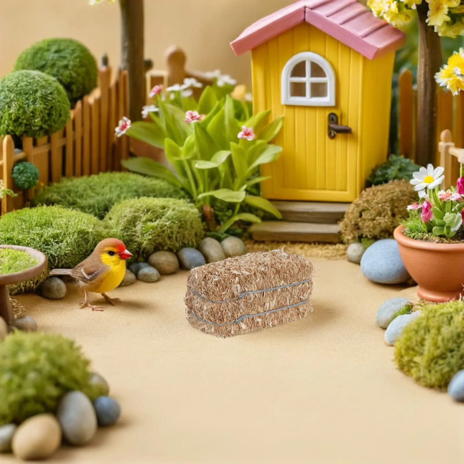 

4 шт. искусственных мини-бревен сена для поделок, маленькие декоративные блоки сена, винтажный декор для диорам, миниатюрный декор для кукольного домика