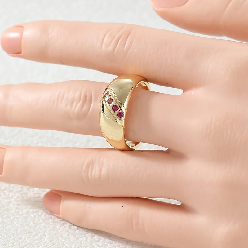 Vintage Elegant Style Inlay Red Synthetic Zircon Ring Women's Date Banquet Dinner Ring Accessory Fashion Jewelry
