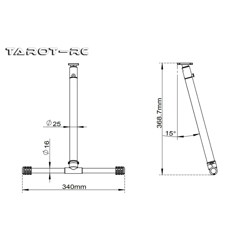 Tarot TL8X028 Landingsgestel - Koolstofvezel schokabsorberend tandwiel met metalen versterking voor 25 mm tot 16 mm Quick Release RC Drones