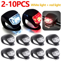 2-10pcs LED Silicone Bicycle Front Rear Light Set 3 Modes Waterproof MTB Mountain Road Bike Cycling Headlight Tail Warning Lamp