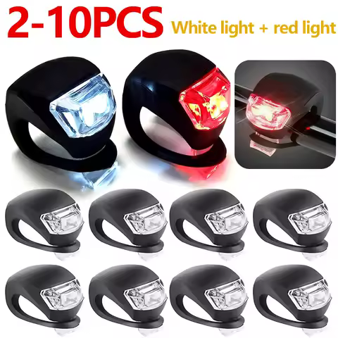 2-10pcs LED 실리콘 자전거 전면 후면 조명 세트 3 모드 방수 MTB 산악 도로 자전거 사이클링 헤드 라이트 테일 경고 램프