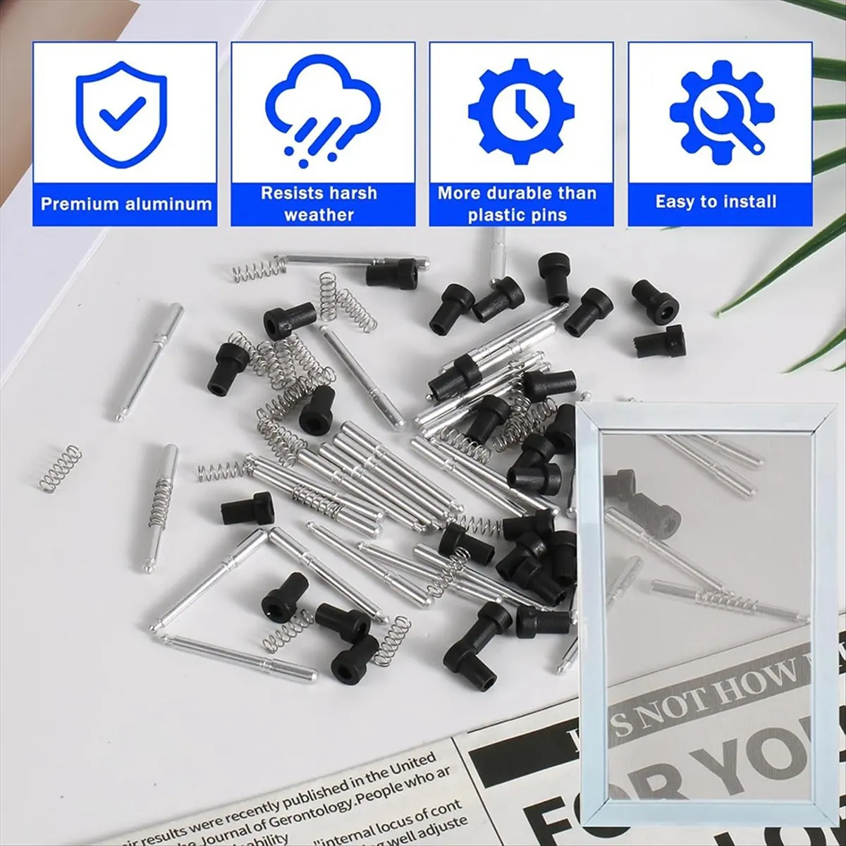 【2026 TOP Global】▼△◑16pcs Aluminum Alloy Window Screen Plunger Latches Kit - 5/32Inch X 1-1/2Inch with Caps and Springs