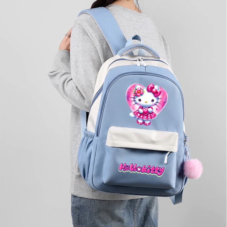 Mochila de Anime de Hello Kitty para mujer, morral Escolar para adolescentes, niños y niñas, Mochila de viaje suave