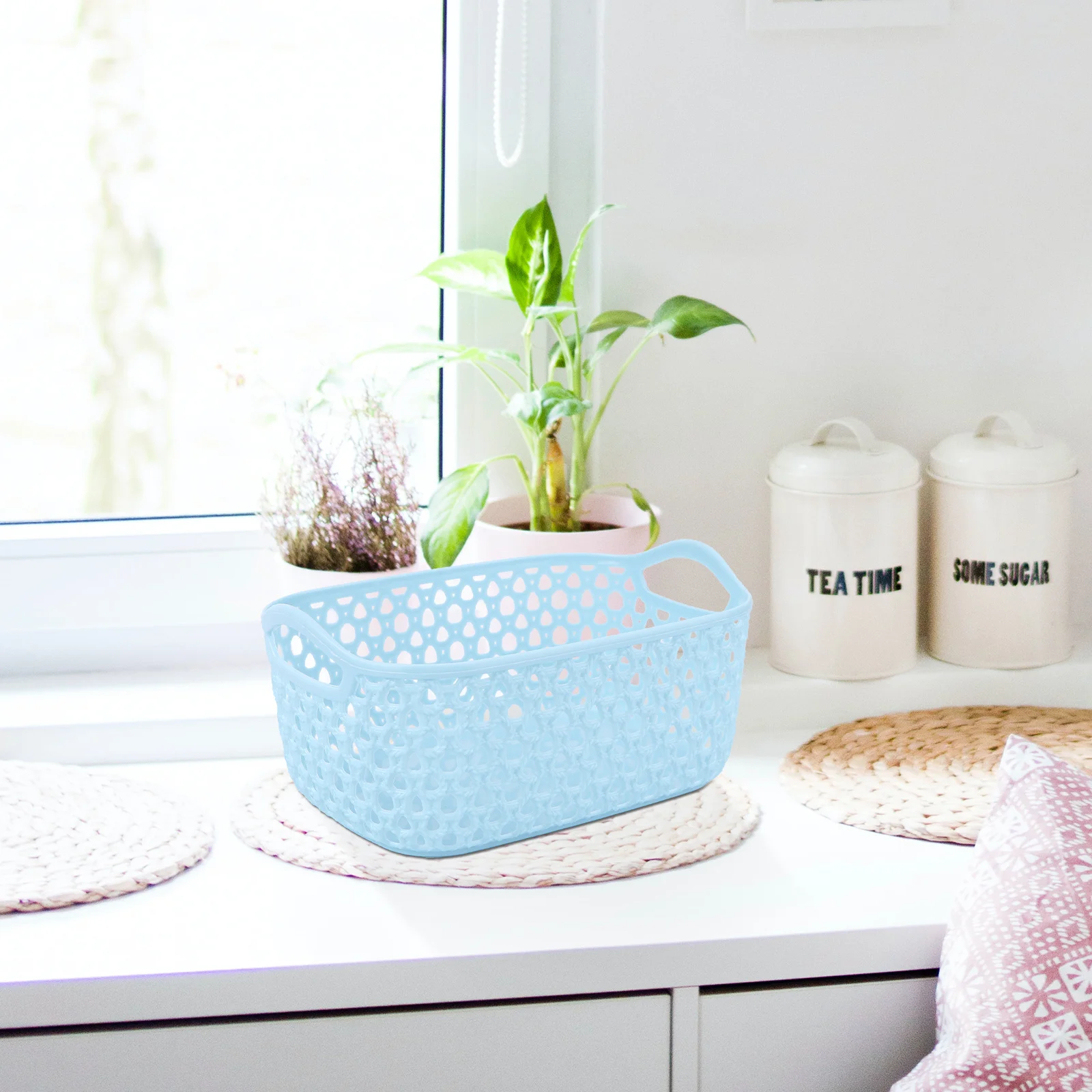 

5pcs Plastic Storage Basket High-Grade Lightweight For Home Kitchen Nursery Bathroom Laundry Organization Desktop Sundries