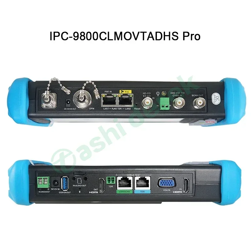 IPC-9800Pro Series CCTV Tester 8K IP Camera 8MP AHD CVI TVI Camera 7'' IPS Touch Screen VGA HDMI Wifi PoE++ SPF UTP Cable Test