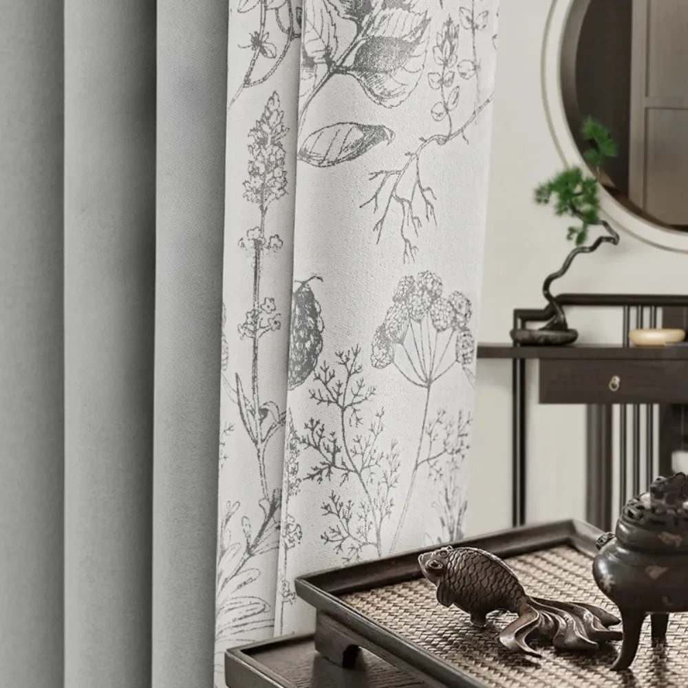 

New Chinese Style Drapes Bedroom Blackout Soundproof Curtain Large Area Living Room Drape Home Floor-to-ceiling Window Curtains