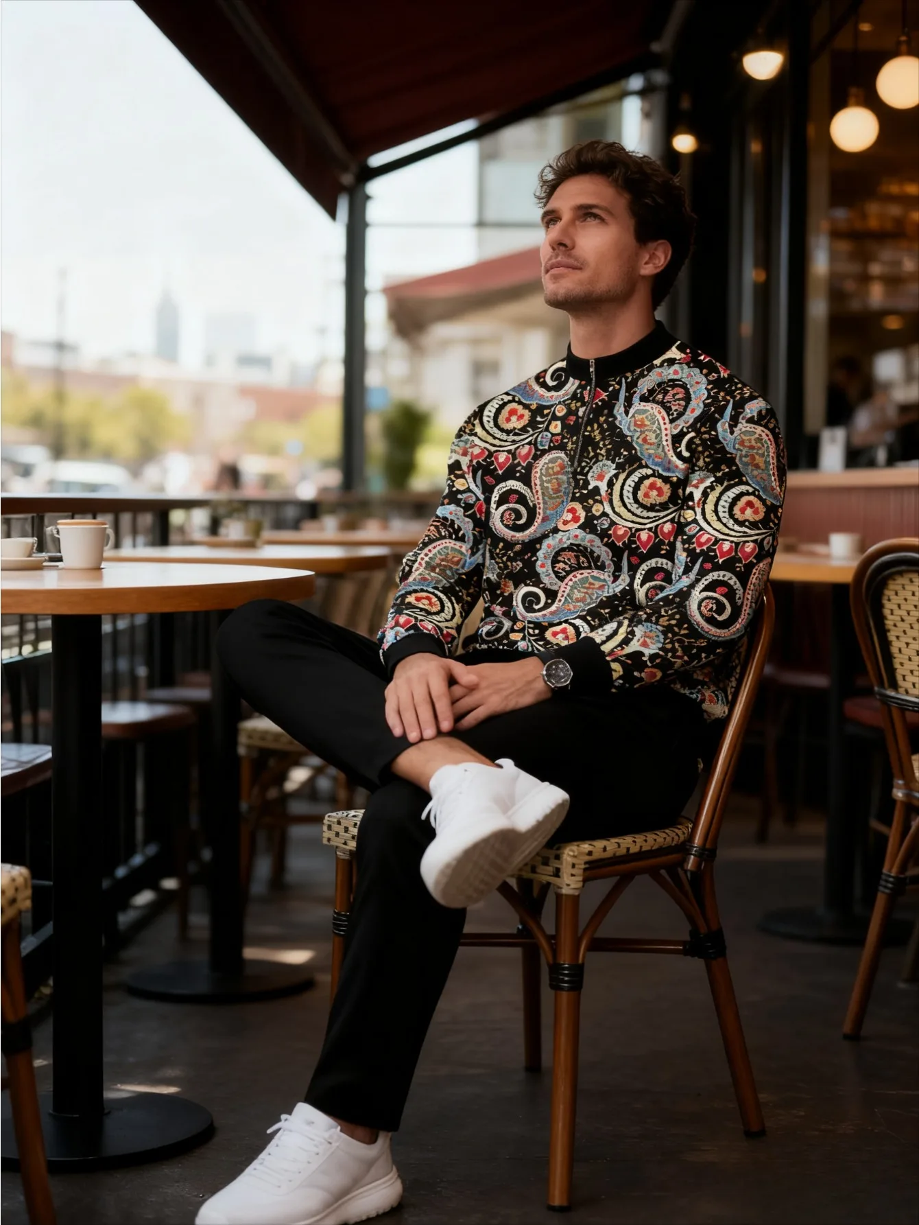 Conjunto de 2 piezas, conjunto deportivo de manga larga y pantalones largos a la moda para hombres europeos y americanos