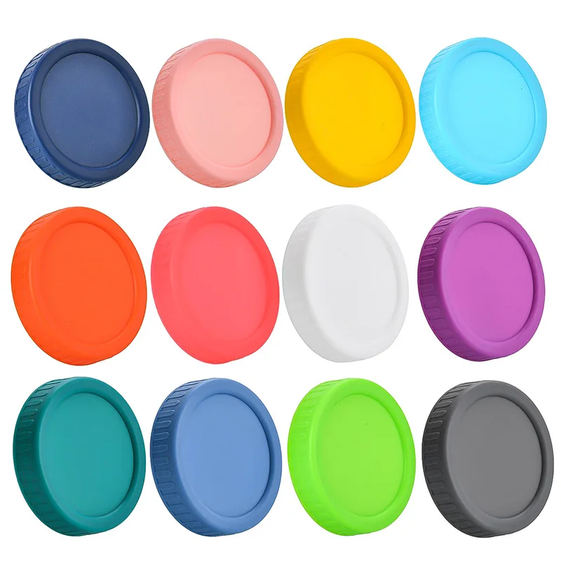 Mason Jar Lids - Colored Plastic Mason Jar Lids Regular Mouth, Leak Proof Canning Lids Covers with Silicone Rings for Kerr Jars