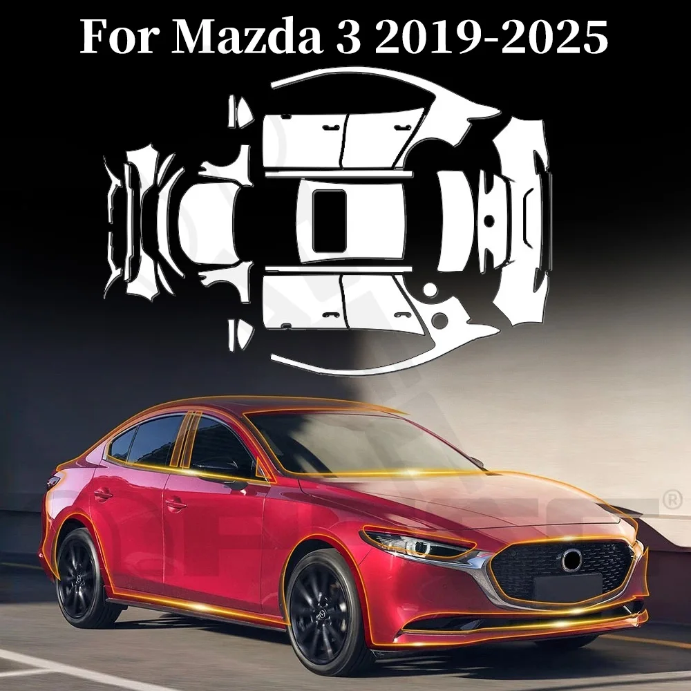 

For Mazda 3 2019-2025 Anti-Scratch TPU Paint Protection Film Pre-cut PPF Car Body Clear Bra Resistant Invisible Car Accessories