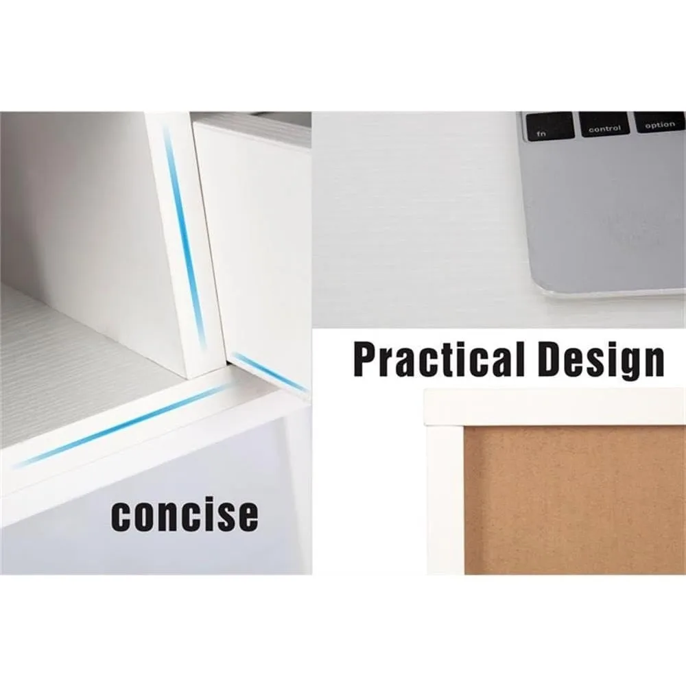 مكتب كتابة مقاس 48 بوصة مع أدراج، ومحطة عمل كمبيوتر محمول كبيرة للمكتب المنزلي الحديث مع مساحة تخزين، وأدراج بيضاء