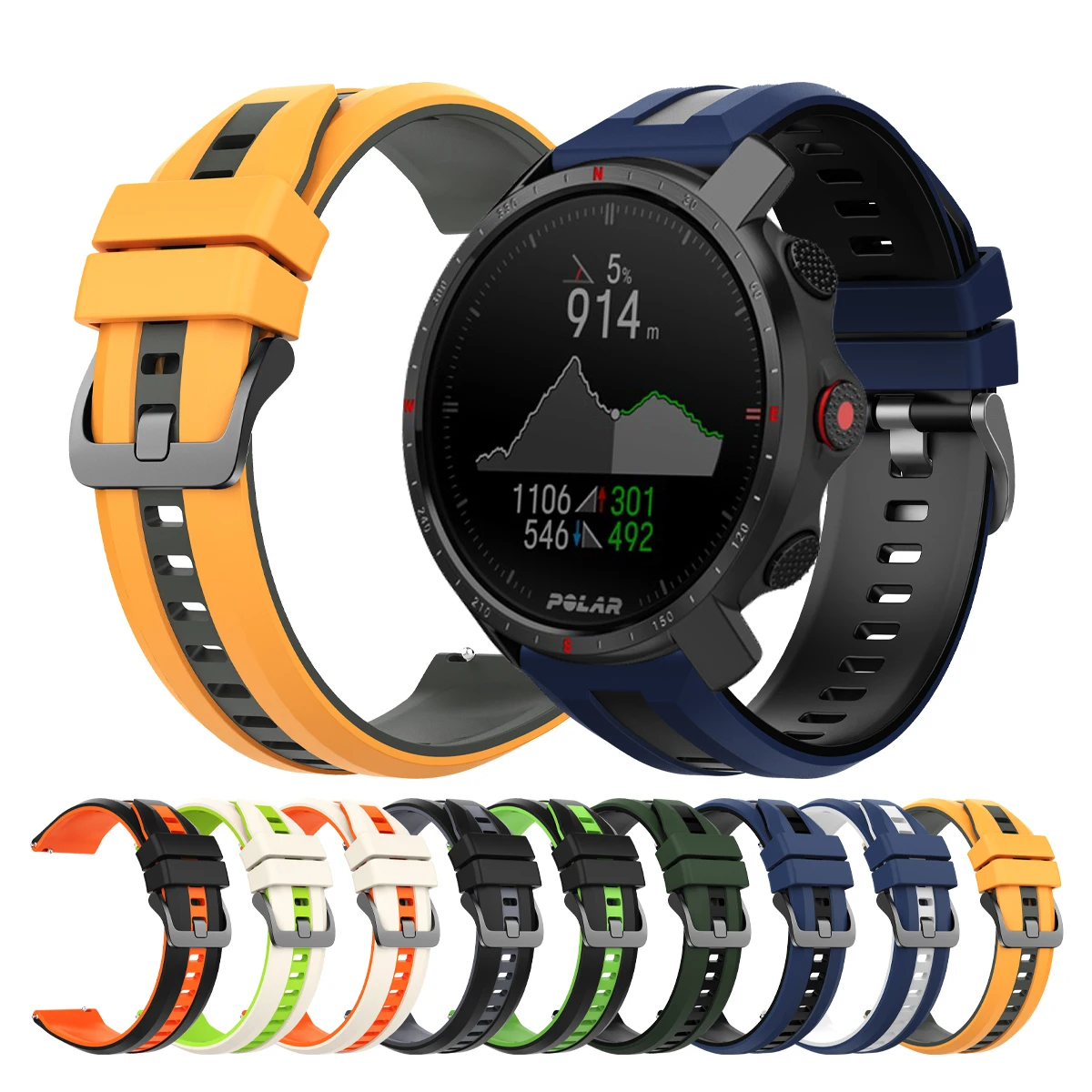 22mm Uhrenarmband für POLAR Vantage V3 M3 M2 M/Grit X2 X Pro Titan Silikonband für Amazfit BALANCE/Bip 6/GTR 4 3Pro Armbänder