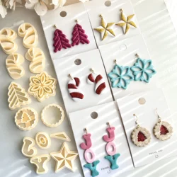 Christmas Polymer Clay Cutters | Winter Clay Cutters | Clay Cutter Set | Clay Cutters for Earring Making | Wreath | Candy Cane |