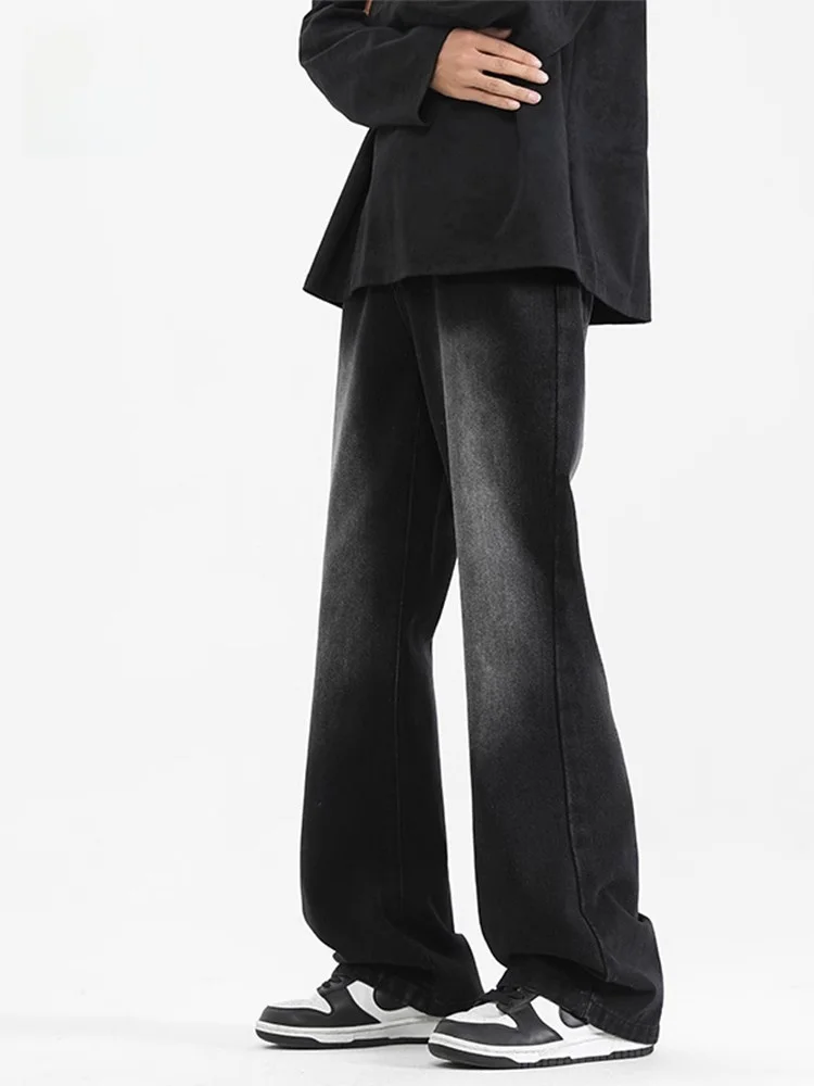 بنطال جينز رجالي أمريكي ريترو كاجوال فضفاض مستقيم الساق طويل ملابس ربيع الخريف مزيج مريح من القطن والبوليستر