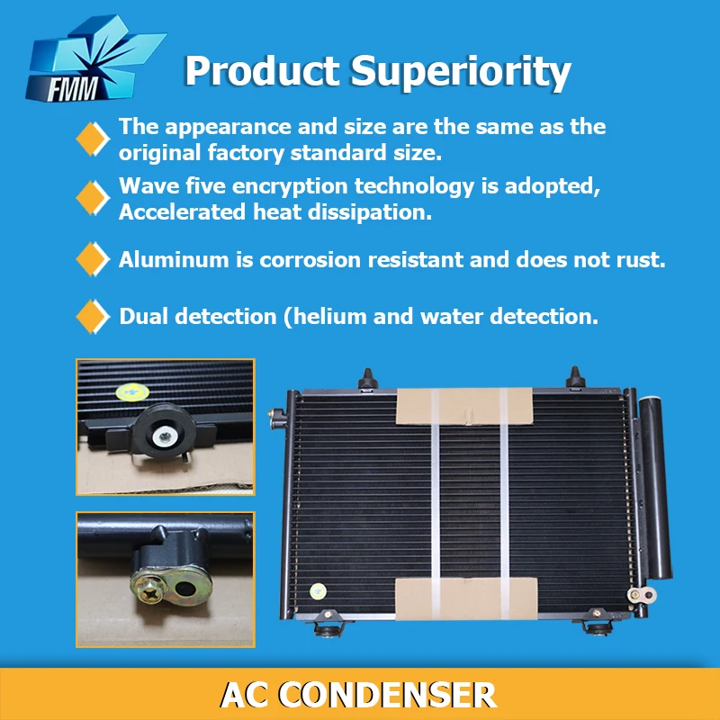 Condensador de CA de aire acondicionado de coche FMM para FORD F-150 Lincoln Navigator FL3Z19712A FL3Z19712B