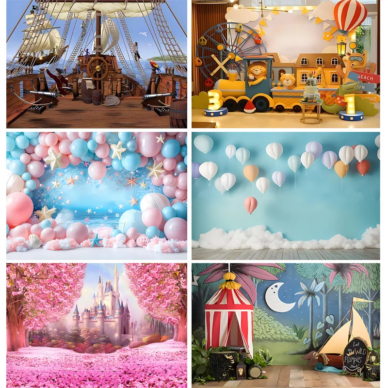 

ZHISUXI Balloon First Birthday Party Decoration Photography Backdrops Props Castle Newborn Baby Photo Studio Background YR-03