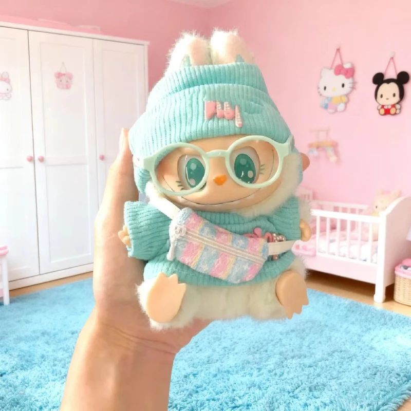 ملابس فقط بدون دمى لملابوبو الجيل الثاني والثالث الأول من ملابس أطفال لابوبو، حقيبة كروس خضراء تحريك على شكل قلب هدية