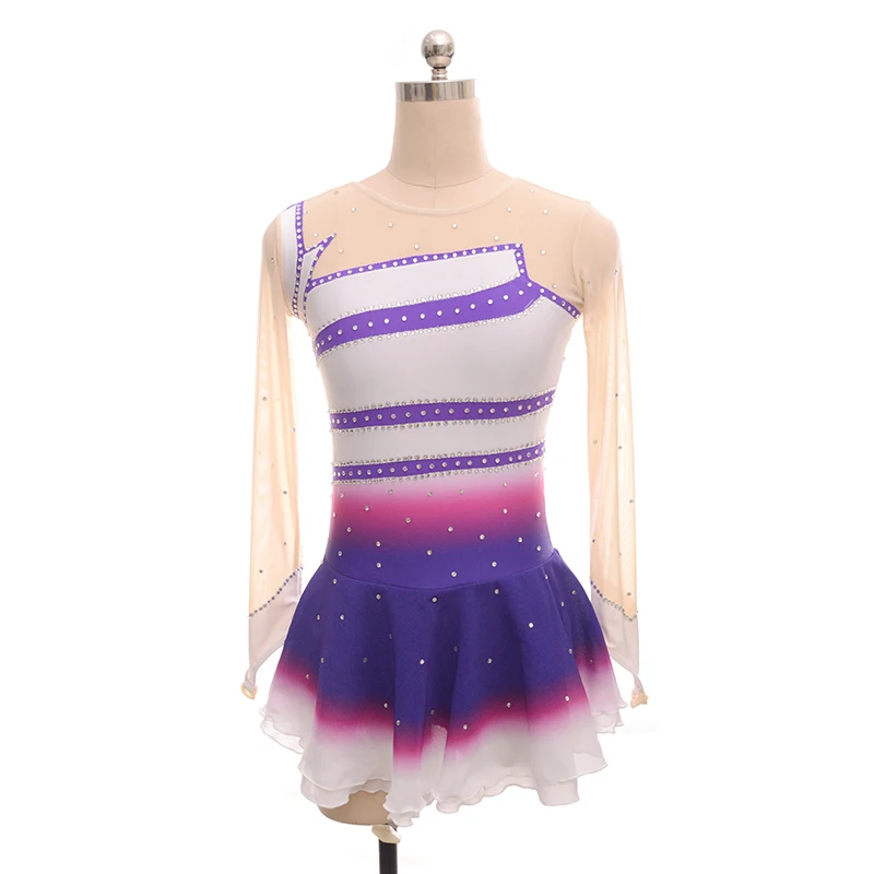 Nasinaya Figure Skating Competition Dress Customized Women's Children's Rhythmic Gymnastics White Purple Performance Dress