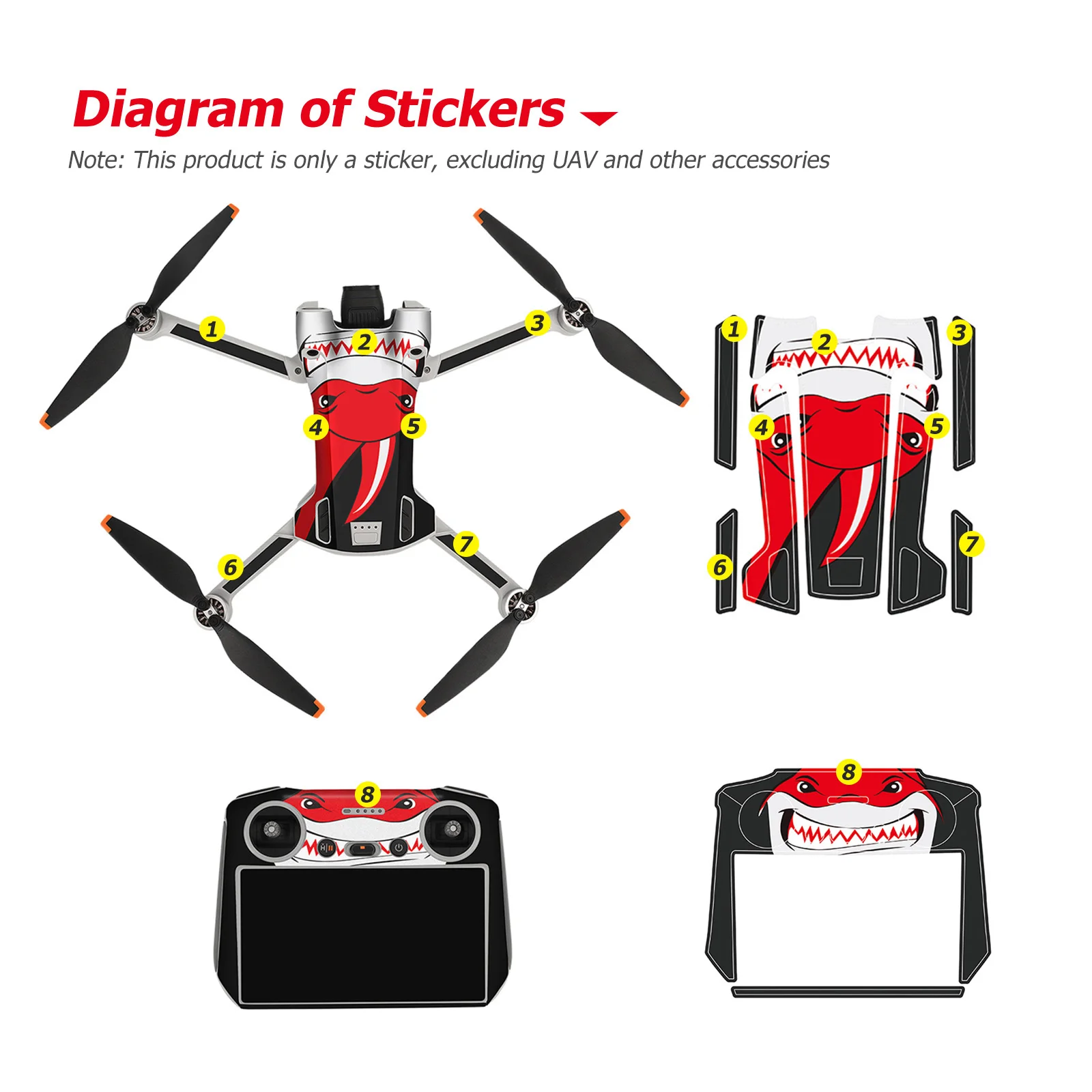 Waterproof Stickers for DJI Mini 3 Pro Protective Film PVC Sticker Scratch Resistant Full Cover Skin Film with Screen Protector