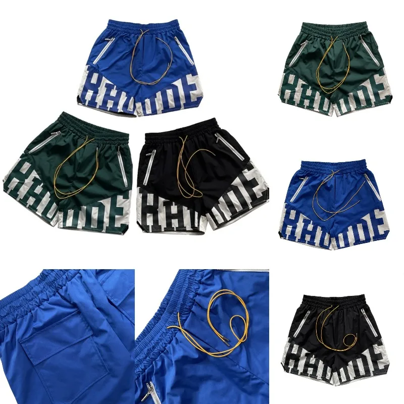 

Stock Streetwear RHUDE Casual Shorts Summer Men's Loose Breathable Shorts Zipper Pockets Quick Dry Sport Shorts