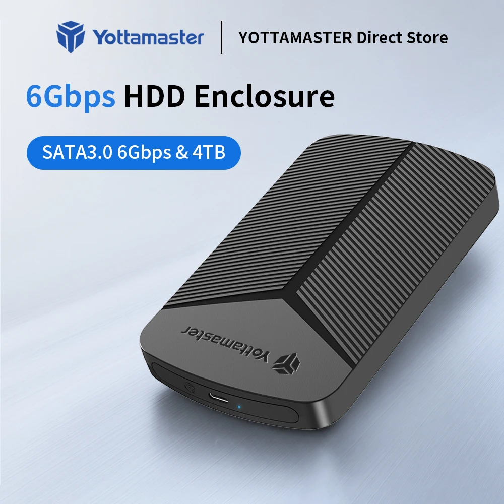 Case para HDD Externo Yottamaster de 2.5 Polegadas, Case para SSD SATA para USB 3.0, Enclosure para HDD de PC e Laptop, Case de Armazenamento Tipo C 6Gbps