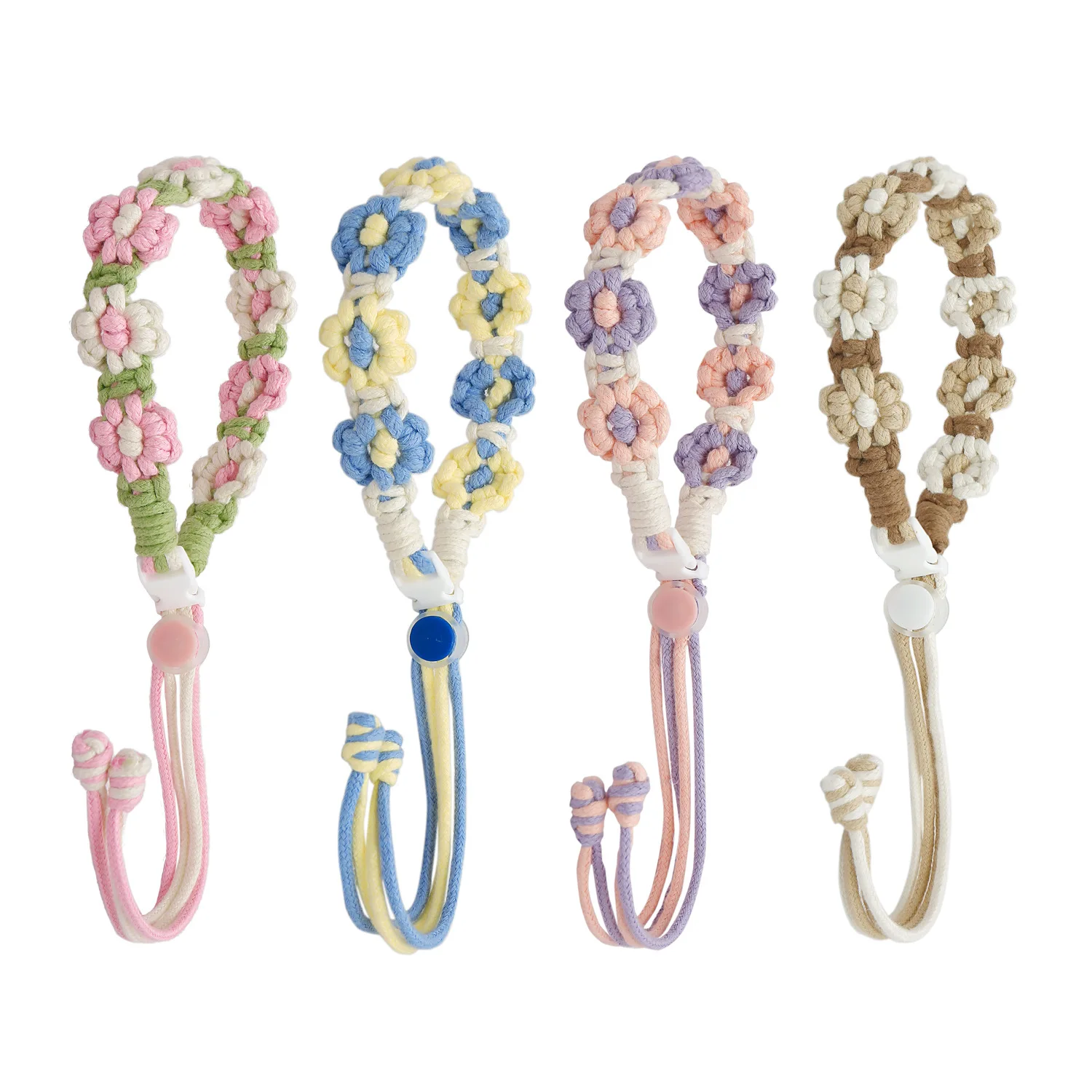 Hand Woven Flowers And Daisies Adjustable Double Rope Reinforcement To Match Different Cup Types Sport Cup Carrying Rope