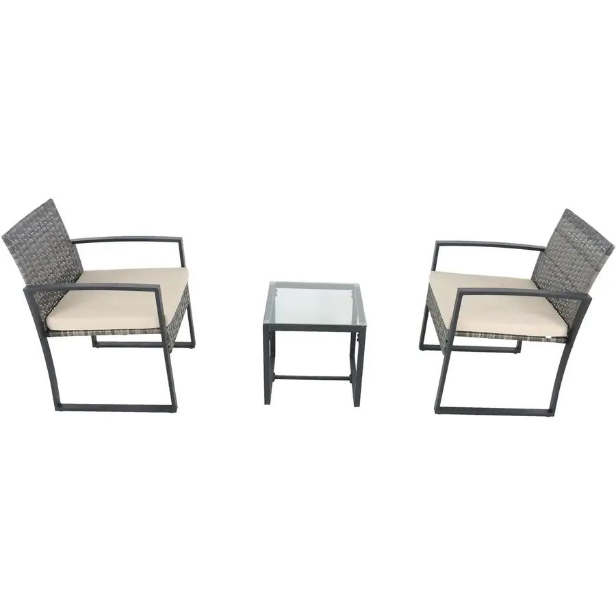 

Pieces Patio Furniture Set,Wicker Rattan Chairs for Garden Backyard Balcony Porch Poolside, Set with Glass Table and Soft Cushi