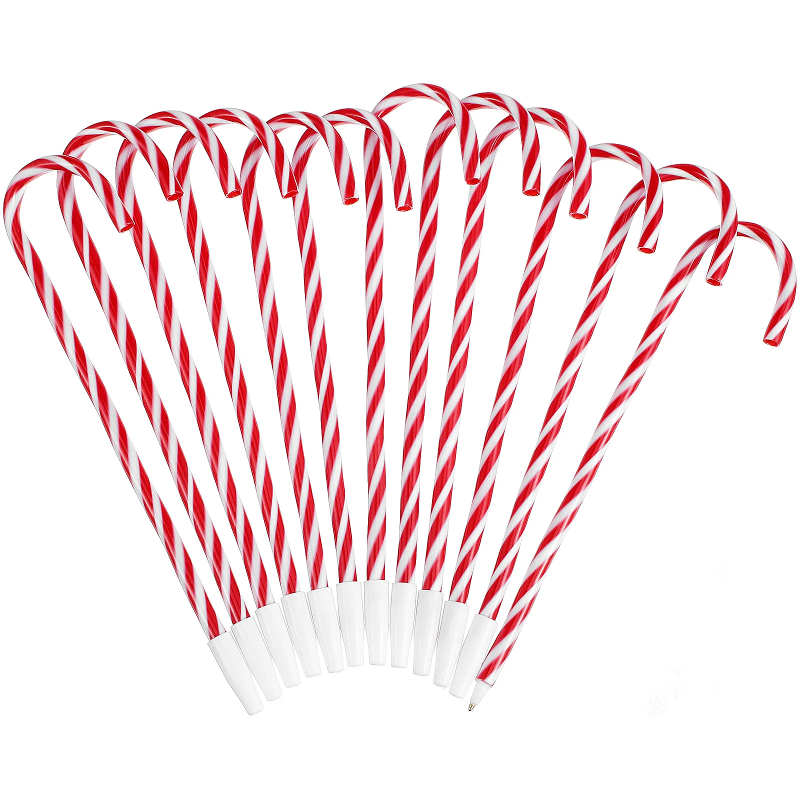 

12Pcs Christmas Stationery Set Black Ink Ballpoint Pens Holiday Theme Writing Tools Student Prize Gift Cane Design Cartoon Pen