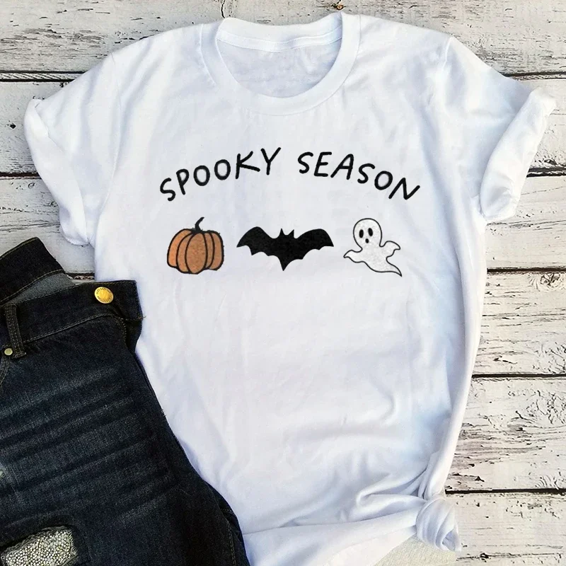 

Halloween Shirt Pumpkin T-shirt Bat Skeleton Tshirt Women Stay Spooky Happy Halloween Tshirt Girls Tee Tops